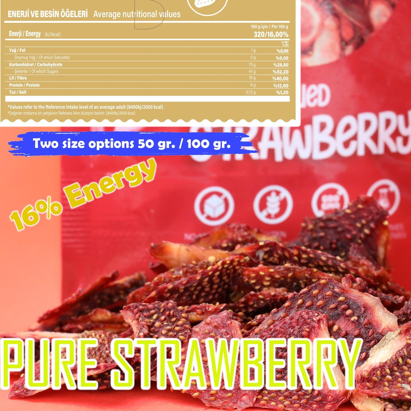 Sunny Crisps Dried Strawberries 3.52 Oz - Dry Strawberries No Sugar Added For Toddler Healthy Snacks - Gluten Free Dehydrated Fr