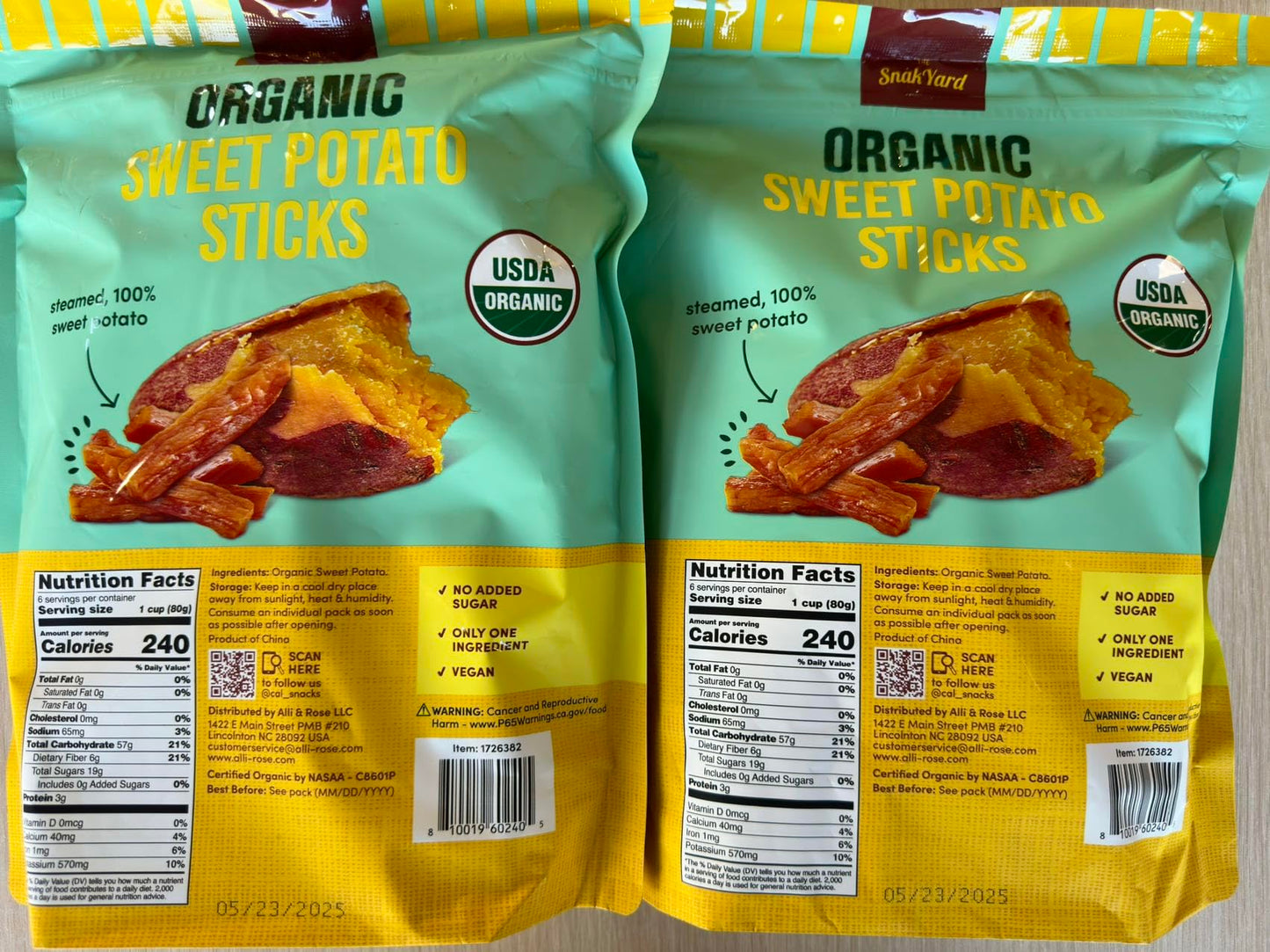 Generic Snakyard Sweet Potato Sticks 6/2.8Oz (1.05Lbs)-2 Packs, 12X10X4