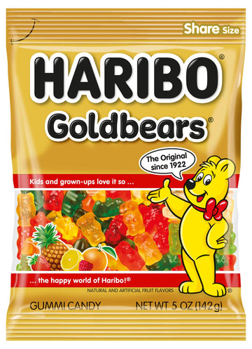 Haribo Goldbears, Gummi Candy, 5 Oz Bags (12 Packs) Assorted Flavors