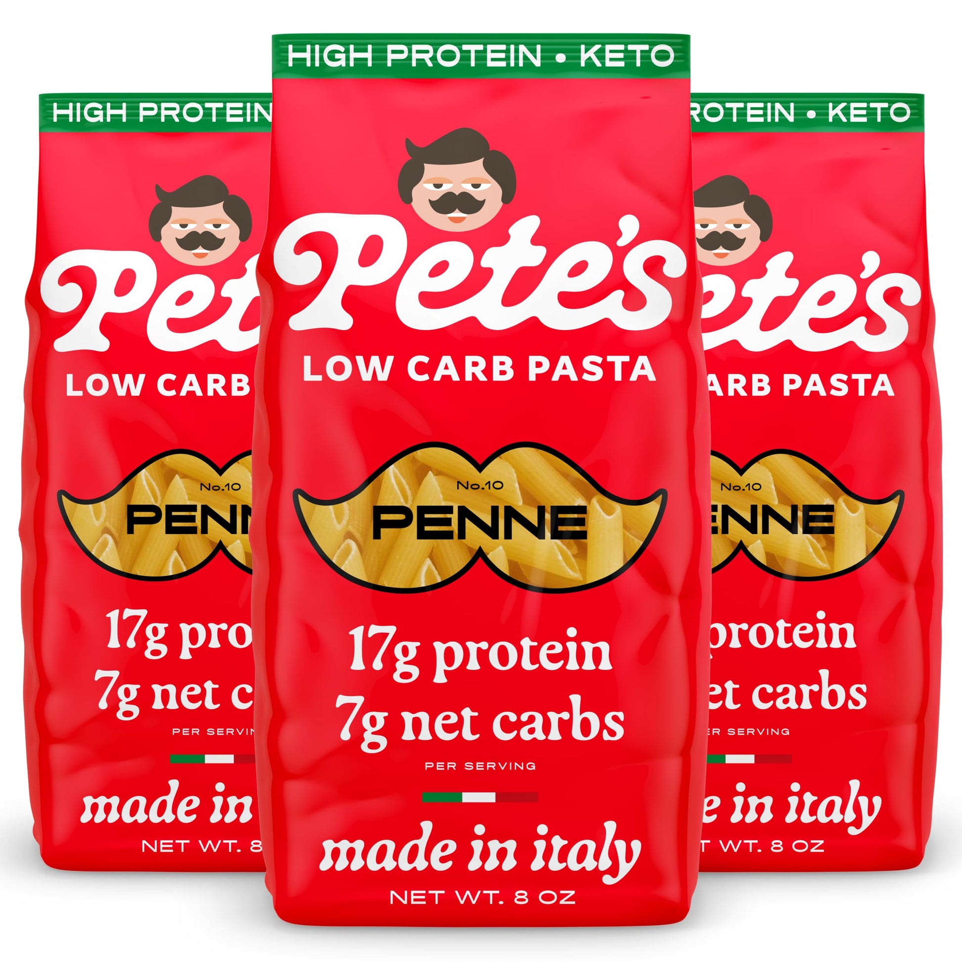 Pete'S Pasta 3 Pack Penne Noodles Pasta 8Oz - 7G Low Carb Pasta - 17G High Protein Pasta - Authentic Italian Keto Pasta Noodles