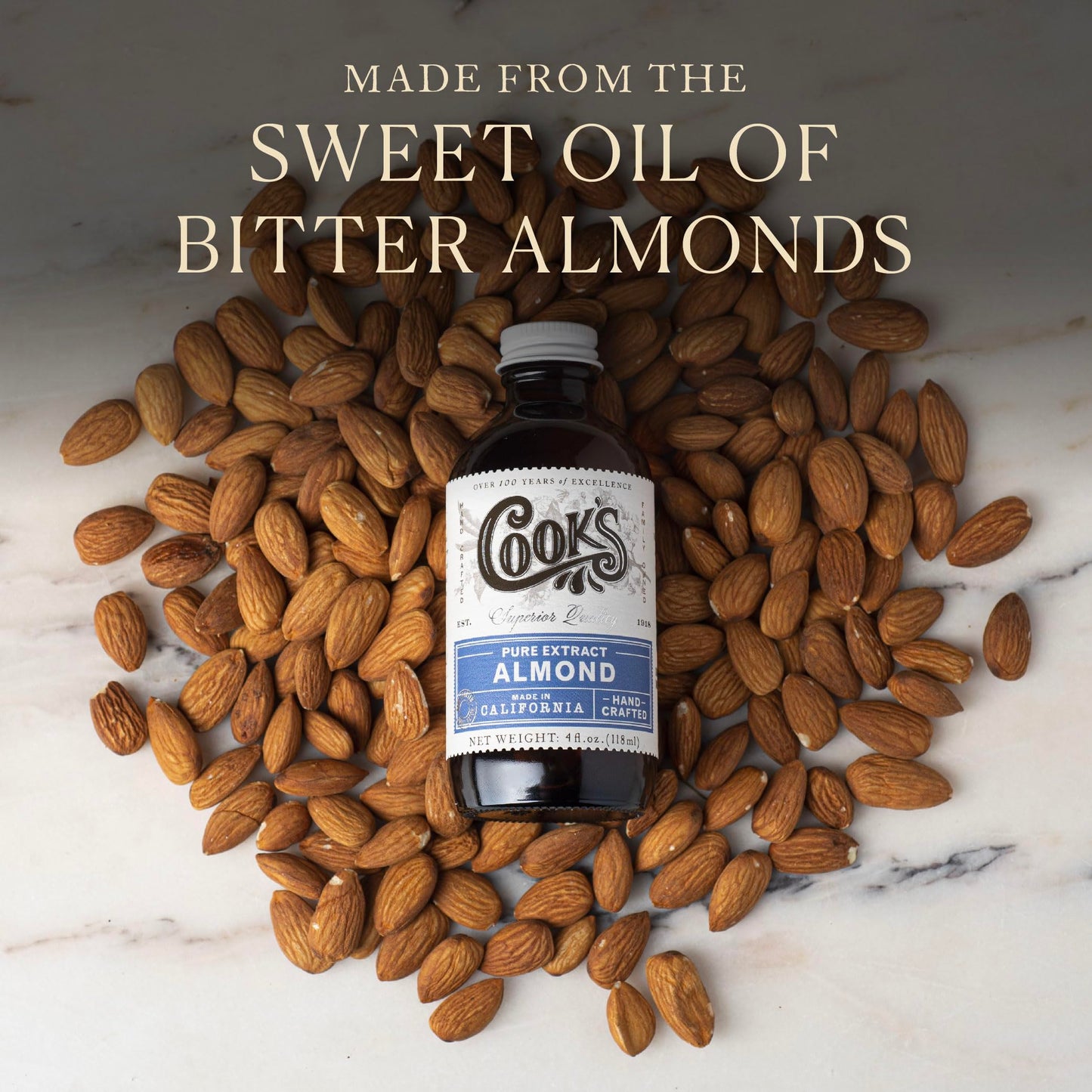 Cooks, Pure Almond Extract for Baking, Cooking, and Mixology, Allergen Free Almond Flavoring Extract, 4 oz