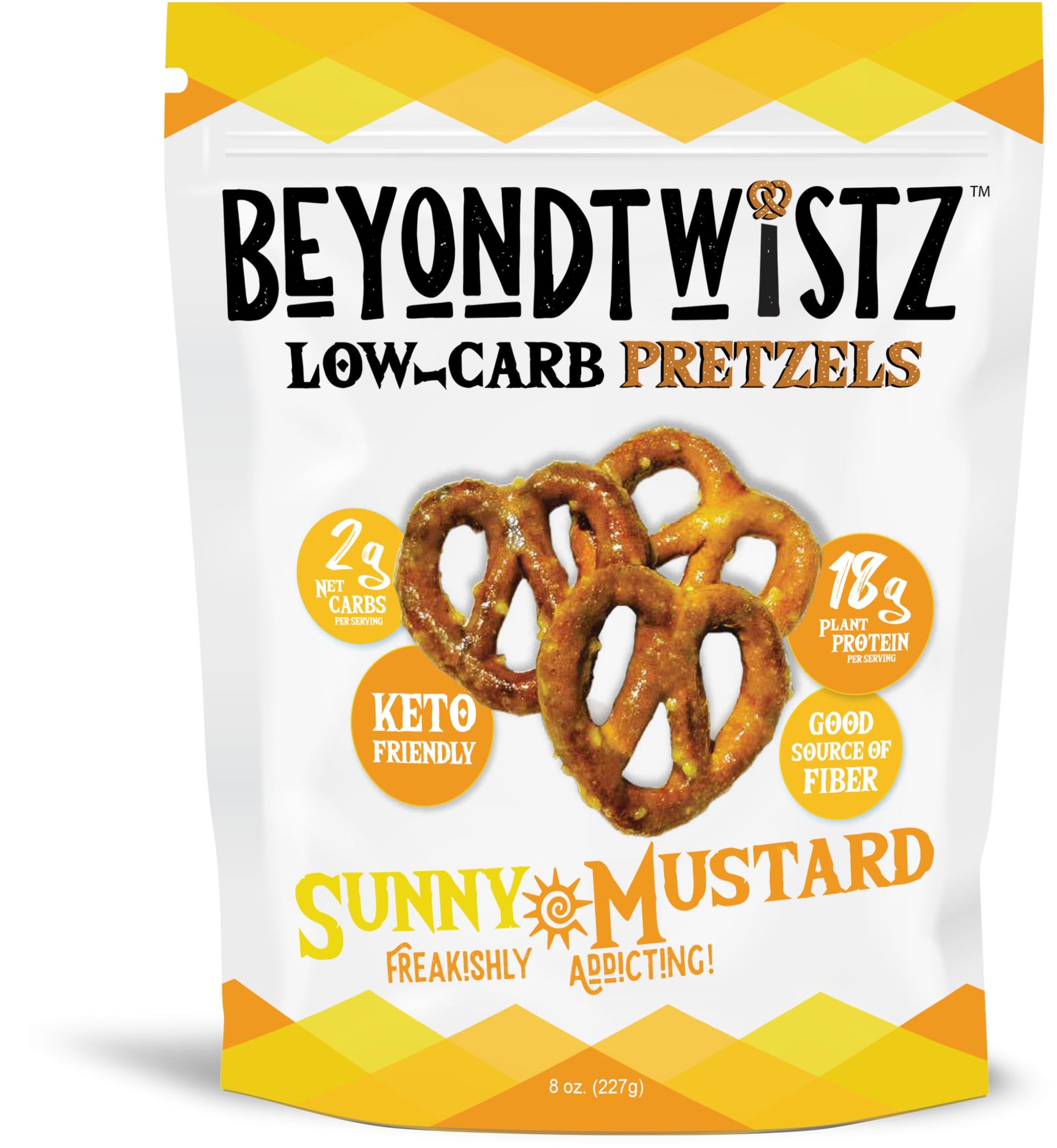 BeyondChipz Low Carb Pretzels, Keto Friendly, 2g Net Carbs, 18g Protein, Family Size 8oz Bag, Pack of 3