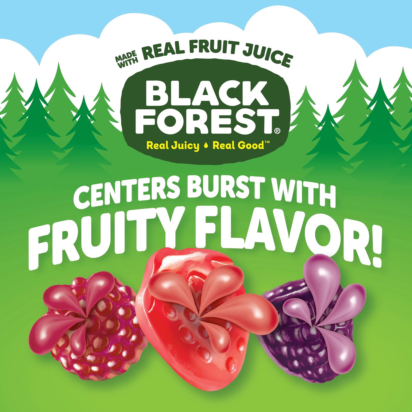 Black Forest Juicy Burst Fruit Snacks, Berry Medley, 0.8 Ounce Pouches, 22 Count
