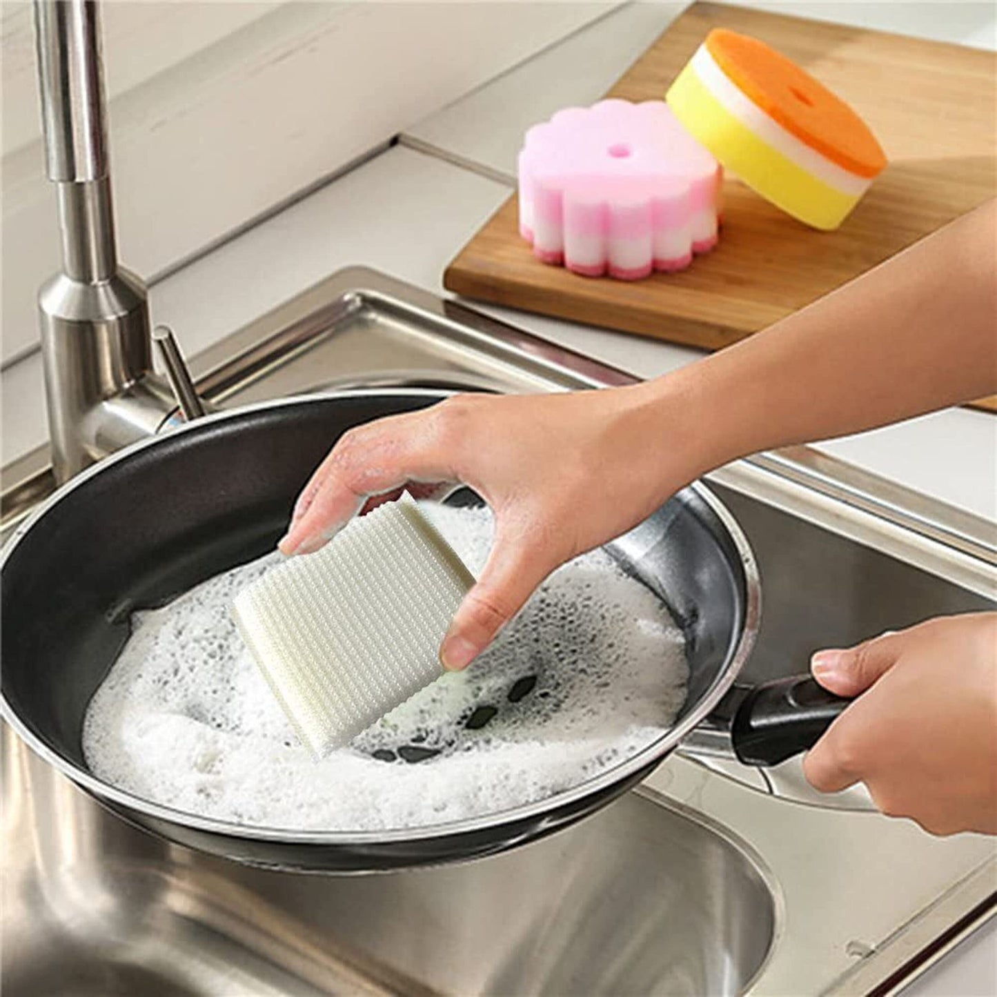 Multi-Purpose Scouring Pad By Scrub-It - Non-Scratch Cleaning Dobie Pads For Pots, Pans, Dishes, Utensils & Non-Stick Cookware -