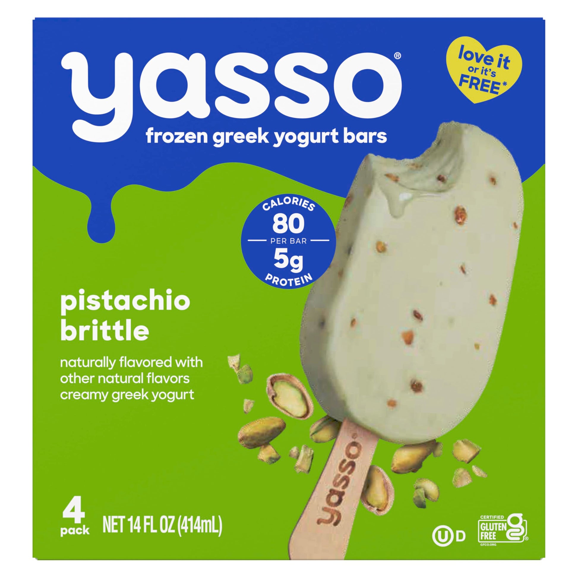 Yasso Frozen Greek Yogurt Bars Pistachio Brittle Bars 4 Count for a ridiculously creamy frozen snack made with the goodness of g