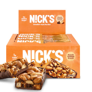 Nick'S Peanut Chocolate Snack Bar, Keto Nut Snack For Sports, Hiking & Outdoor Activities, 1G Sugar, 3G Net Carbs, Healthy Snack