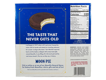 Moon Pie Single Decker - Chocolate. The Original Marshmallow Sandwich, 12 Pies per box