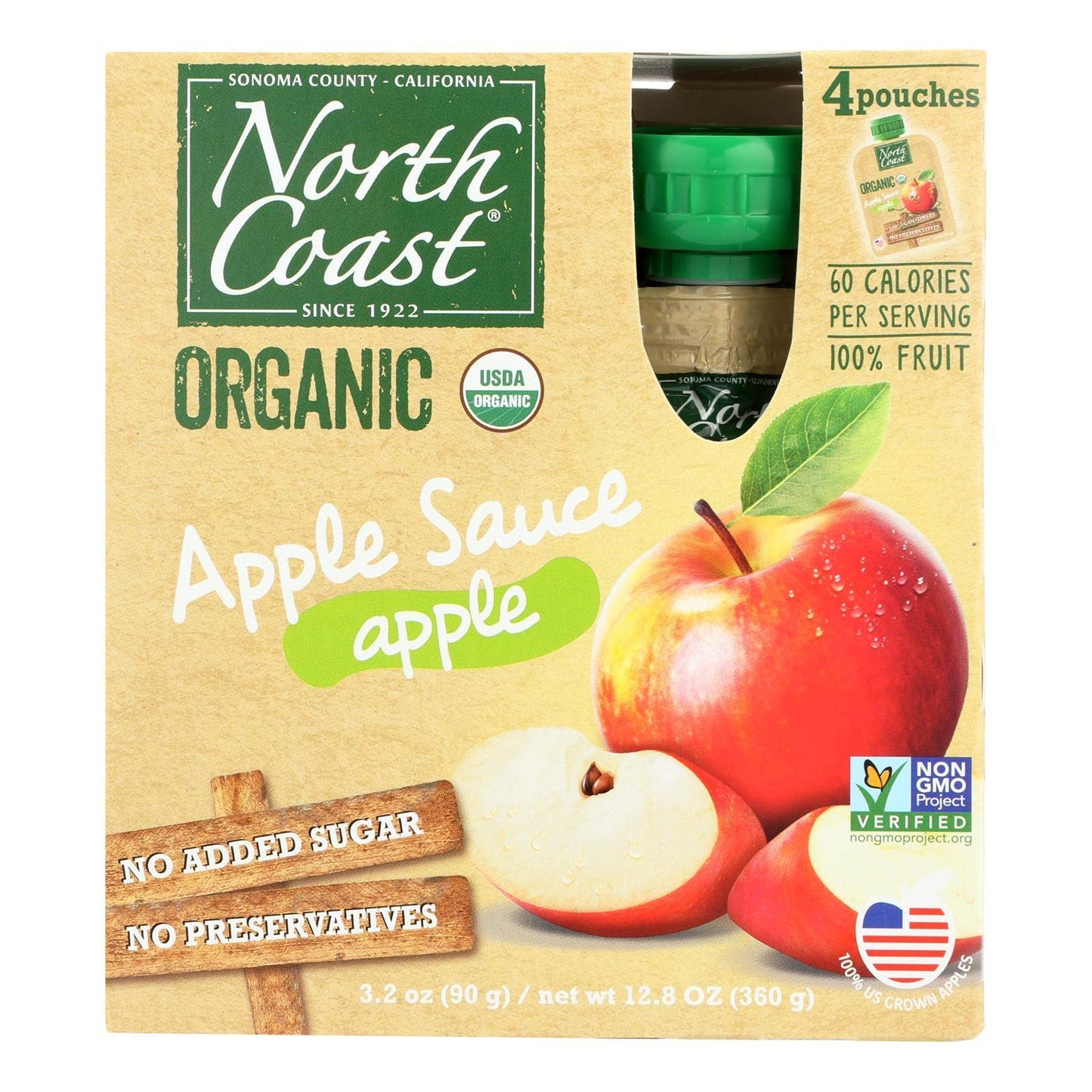 North Coast Applesauce 4Pk Pch Org
