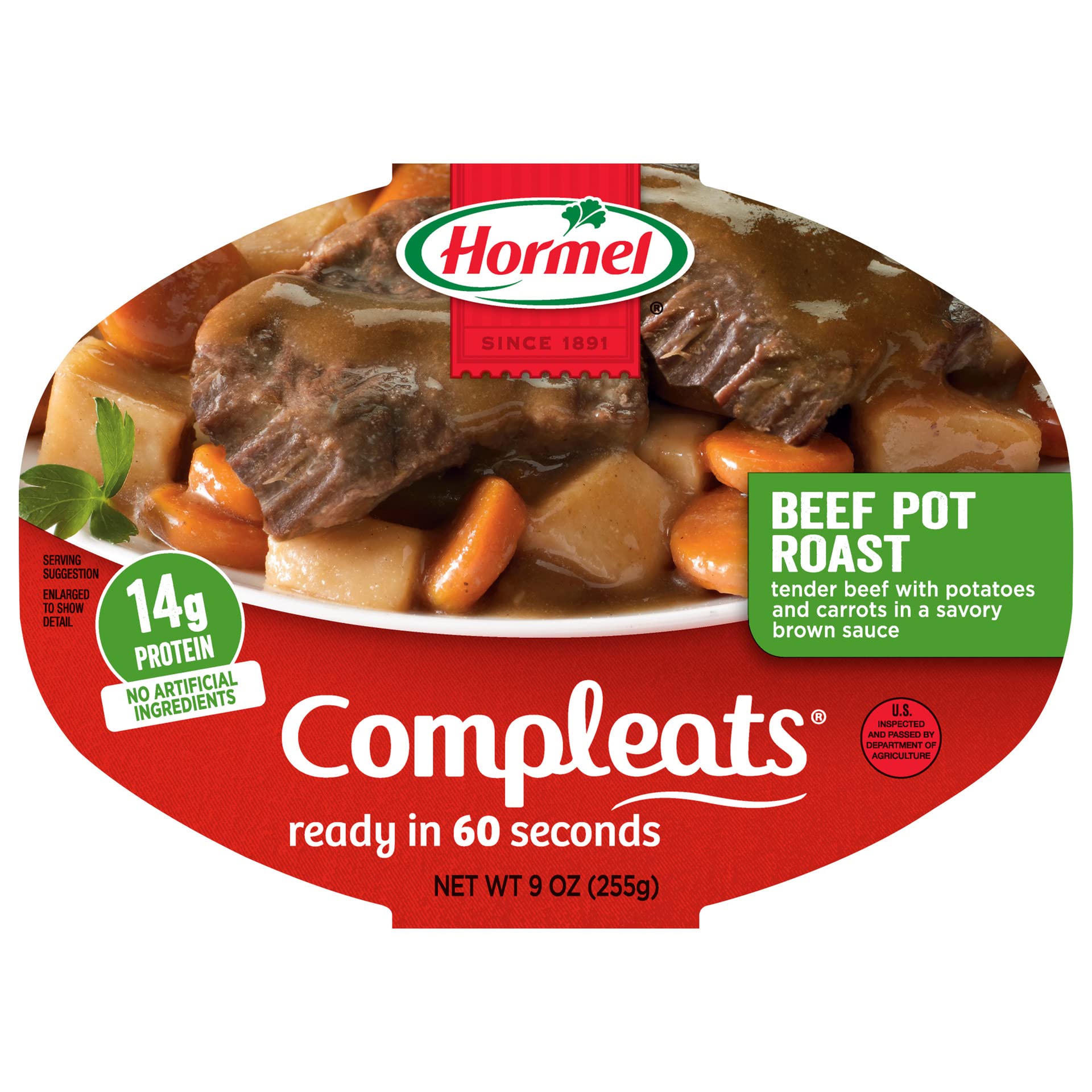 HORMEL COMPLEATS Beef Pot Roast Microwave Tray, 9 Ounce, Pack of 6, Model 20197