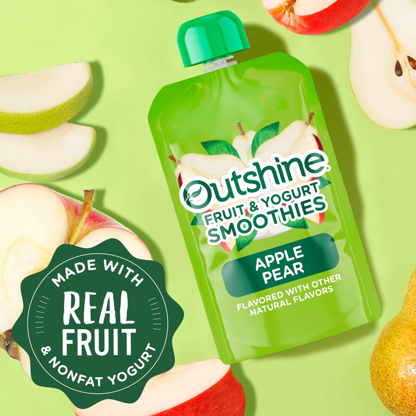 Outshine Fruit & Yogurt Smoothie Apple Pear, Smoothie Pouch, On The Go Snack, 4Pk 0.873 Lb.
