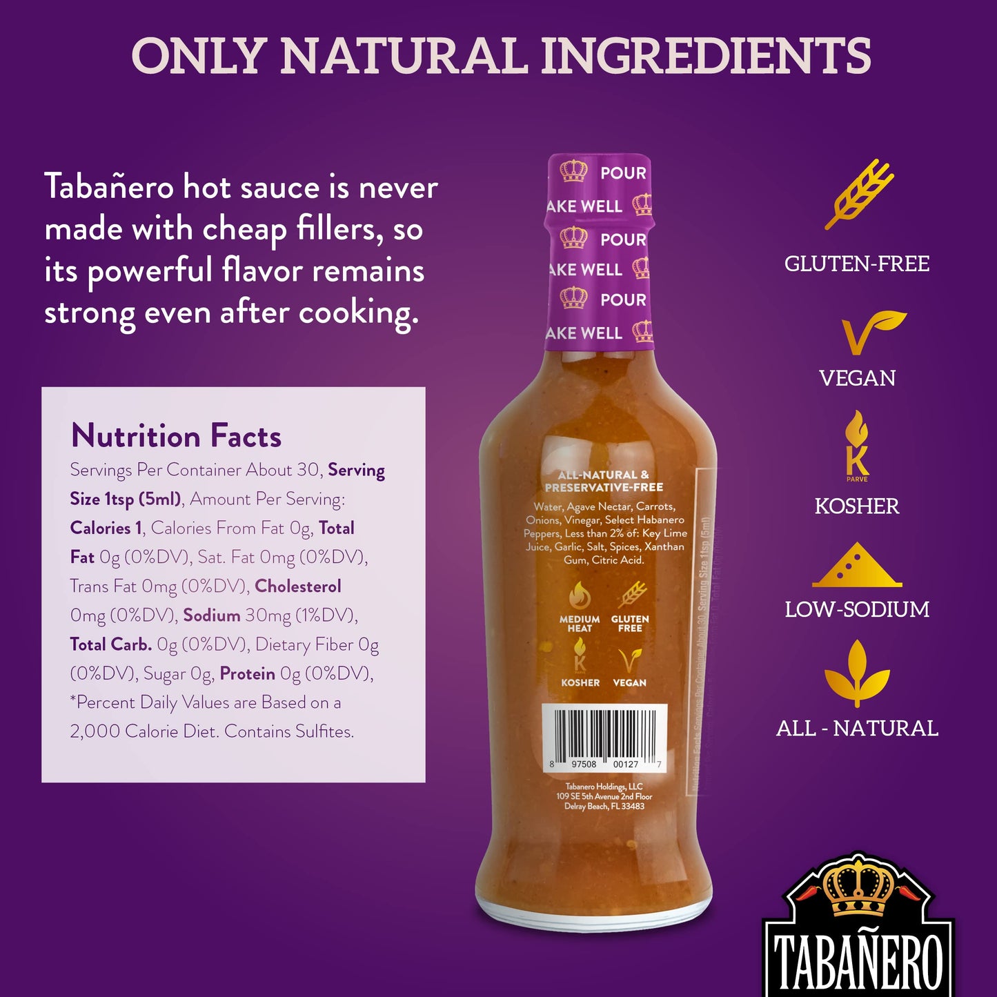 Sweet & Spicy Hot Sauce By Tabaero, Gourmet Hot Sauce Gift, Fiesta Party Favors, All Natural, Gluten Free, Low Sodium, Vegan, Ko