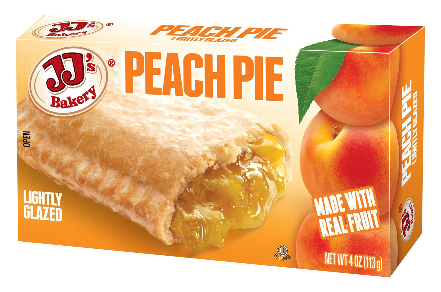 JJ s Bakery Peach Pie Snack Pies, Individual Dessert, Fresh-Baked, Nut-Free, Kosher Parve, 4 Oz Each (Pack of 12)
