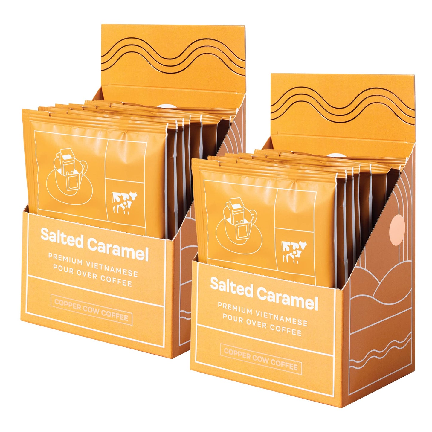 Copper Cow Coffee Premium Vietnamese Coffee: Single-Serve Salted Caramel Coffees (Includes: 16 Salted Caramel Coffees)