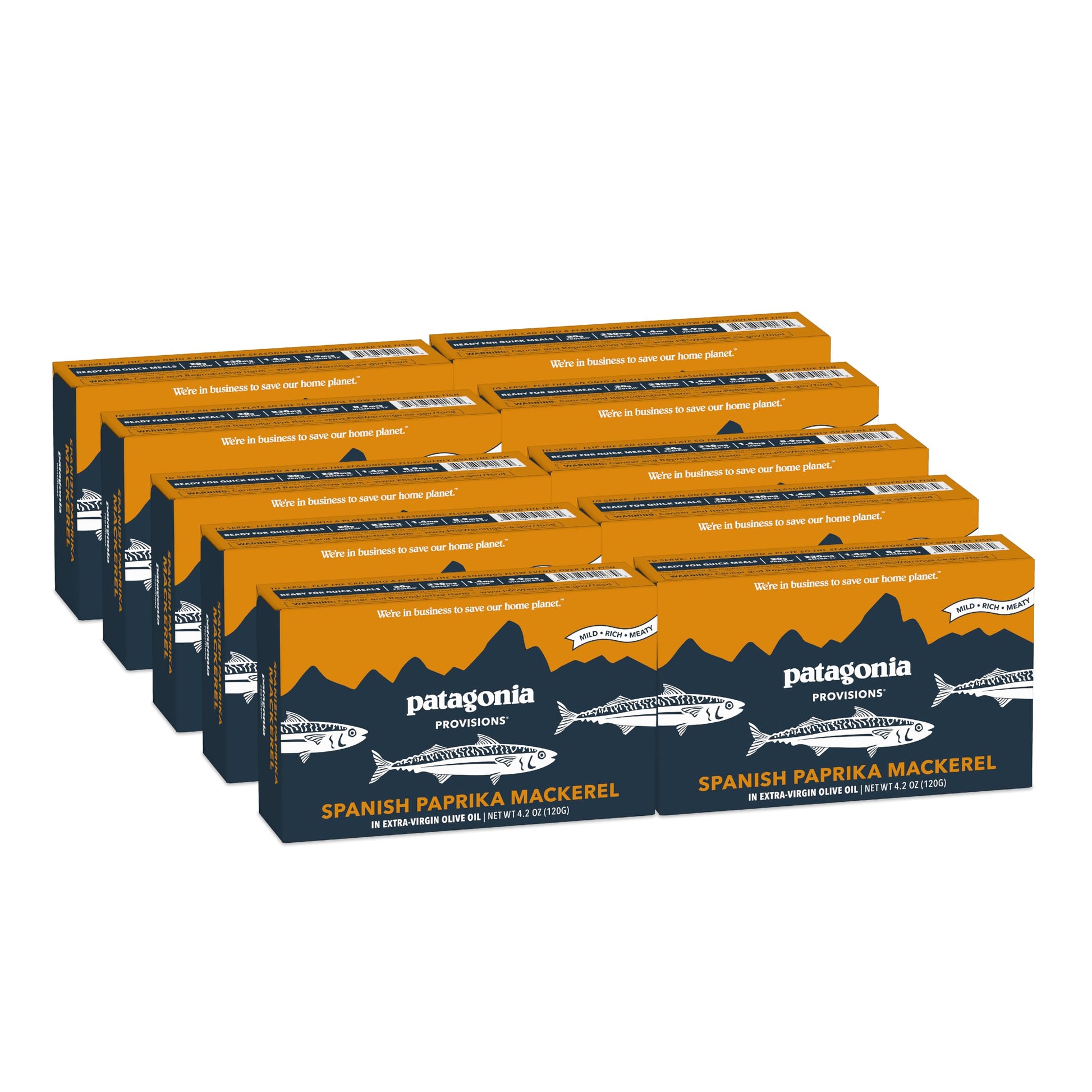 Patagonia Provisions Spanish Paprika Wild Mackerel | Responsibly Sourced In Spain | 20G Protein & Gluten Free | 10-Pack