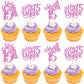 Rsstarxi 15 Cupcake Toppers - 24 Pack, Purple Design for 15th Birthday Party Decorations