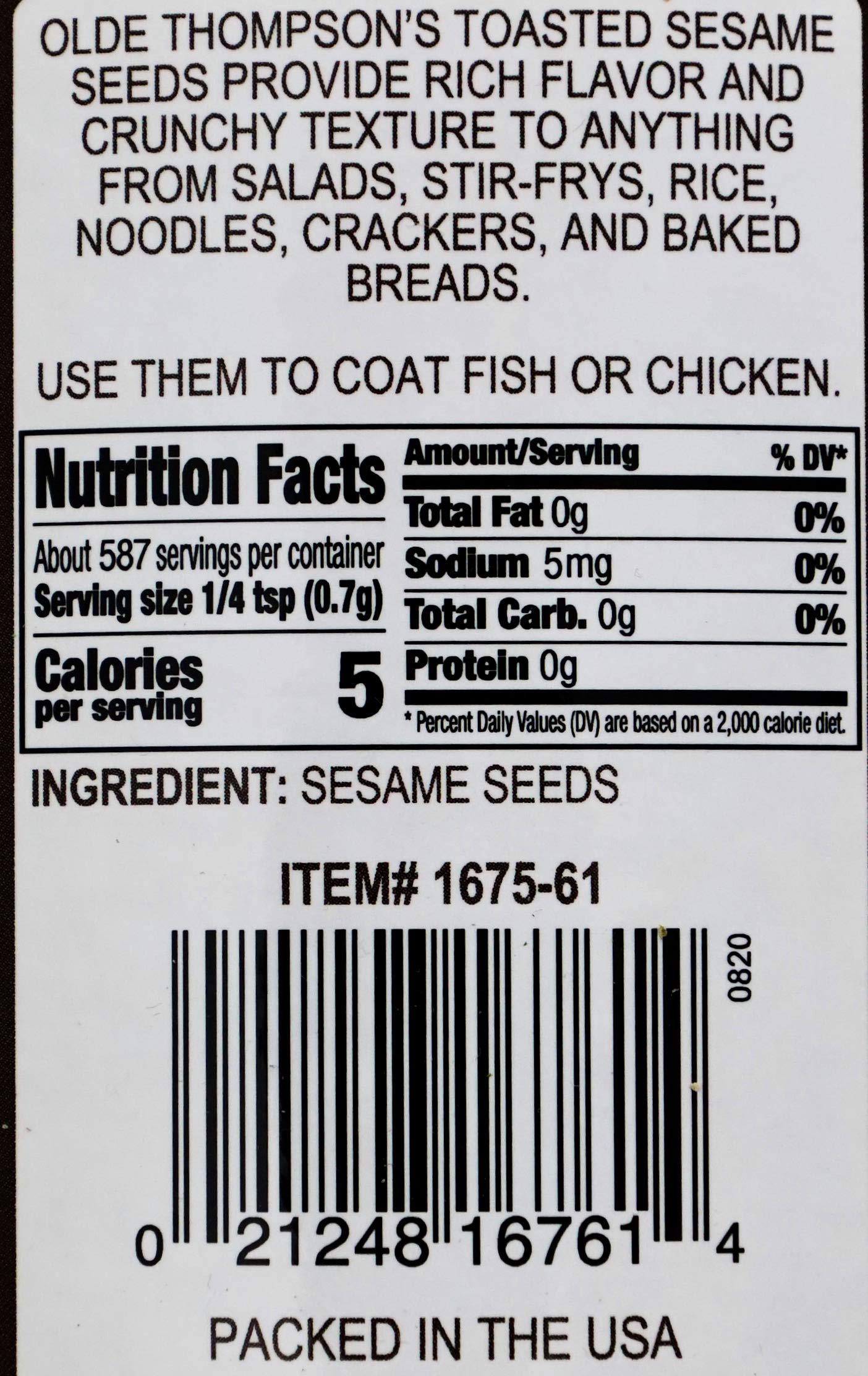 Olde Thompson Toasted Sesame Seeds, 14.5 Ounce