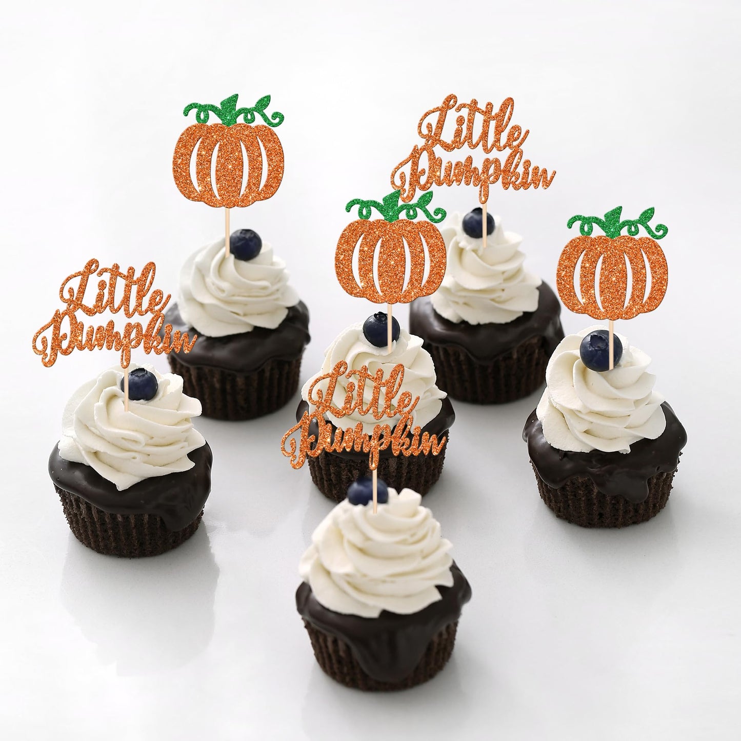 24 Pcs Little Pumpkin Cupcake Toppers Glitter Baby Shower Fall Theme Cupcake Picks Pumpkin Cupcake Decorations For Thanksgiving