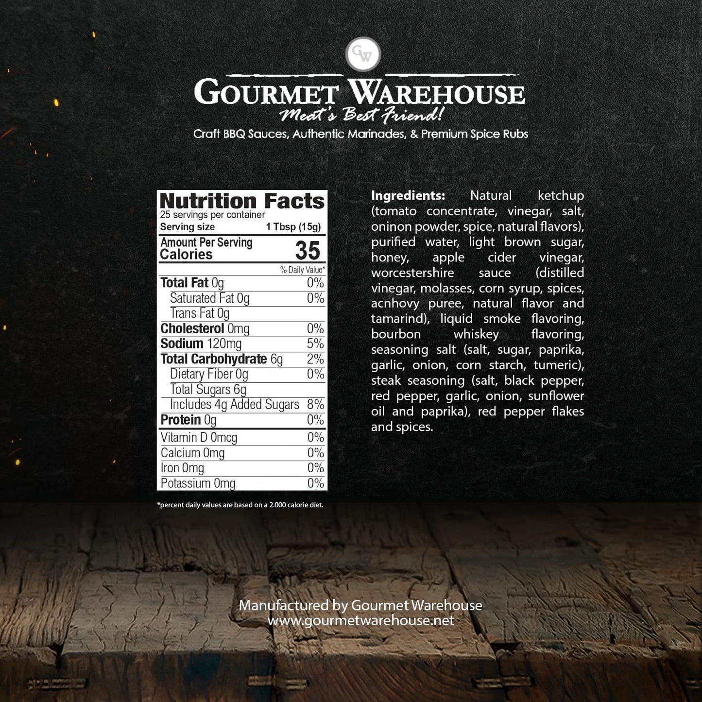 Gourmet Warehouse Bbq Sauces, 16 Fl Ozs, 2 Pack (Spirit-Inspired Flavor Barrel)