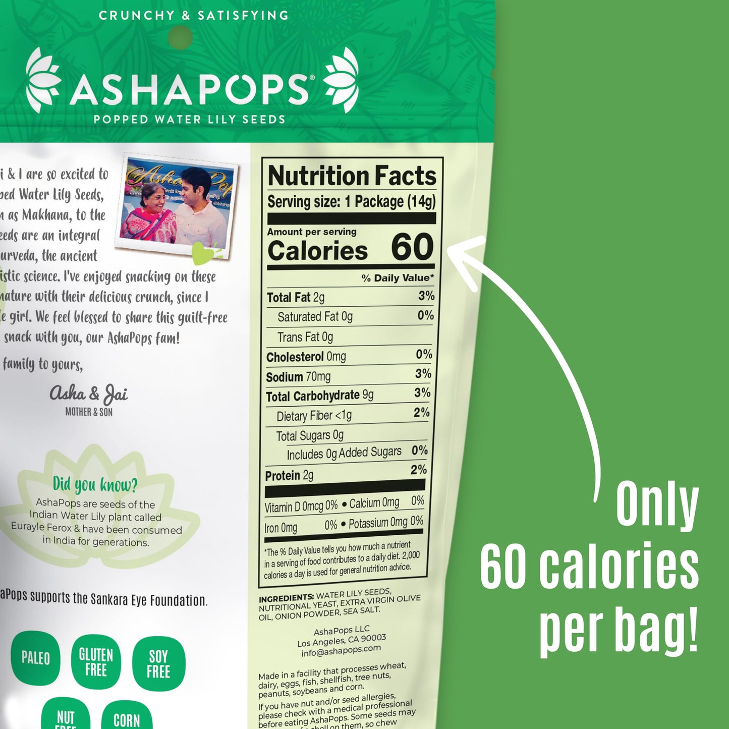 AshaPops Vegan Cheese Flavored Popped Water Lily Seeds, 0.5 oz (Pack of 12) - Gluten-Free, Vegan, Paleo, Nut-Free, Corn-Free, So