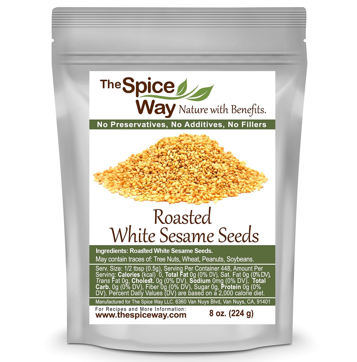 The Spice Way Roasted White Sesame Seeds - 8 Oz
