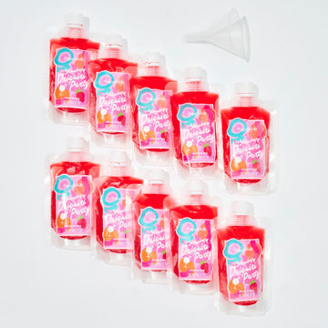 Thoughtfully Strawberry Daiquiri Party Set of 10 with Freezable Pouches and Funnel for Summer Drinks