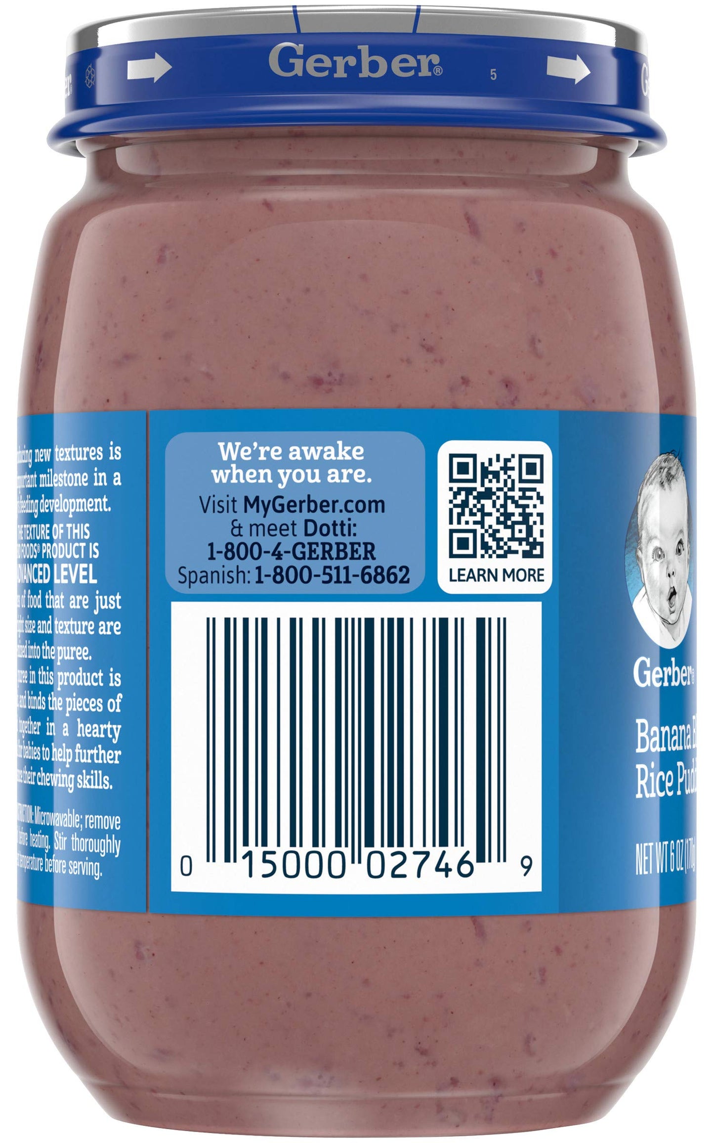 Gerber 3Rd Foods Puree Baby Food Jar, Banana Blueberry Rice Pudding, Non Gmo Baby Food, 6 Ounce Glass Jar (Pack Of 12)