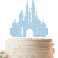 EONNCNT Castle Cake Topper - Light Blue Glitter Cardboard Decoration, 6.3 x 8.7 inches, Birthday Party Supplies