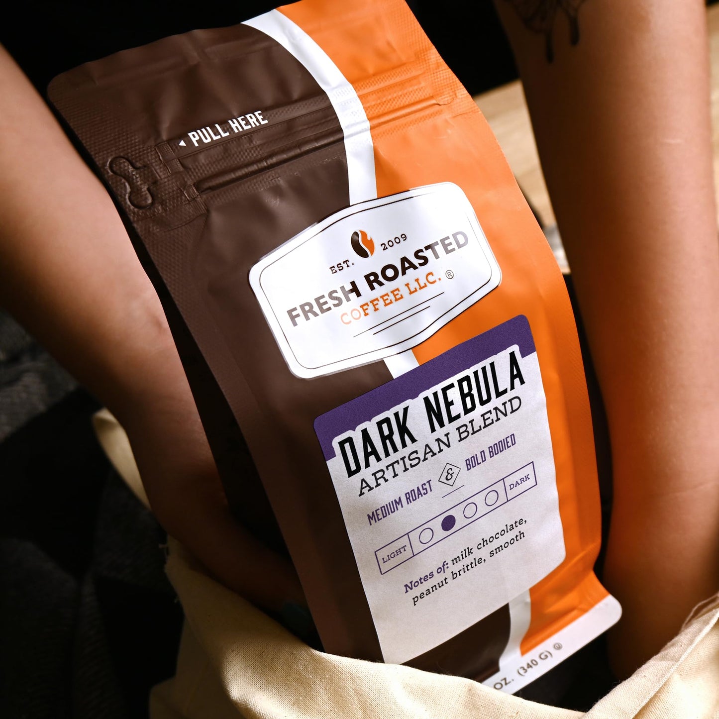 Fresh Roasted Coffee, Dark Nebula, 12 Oz, Medium Roast, Kosher, Whole Bean