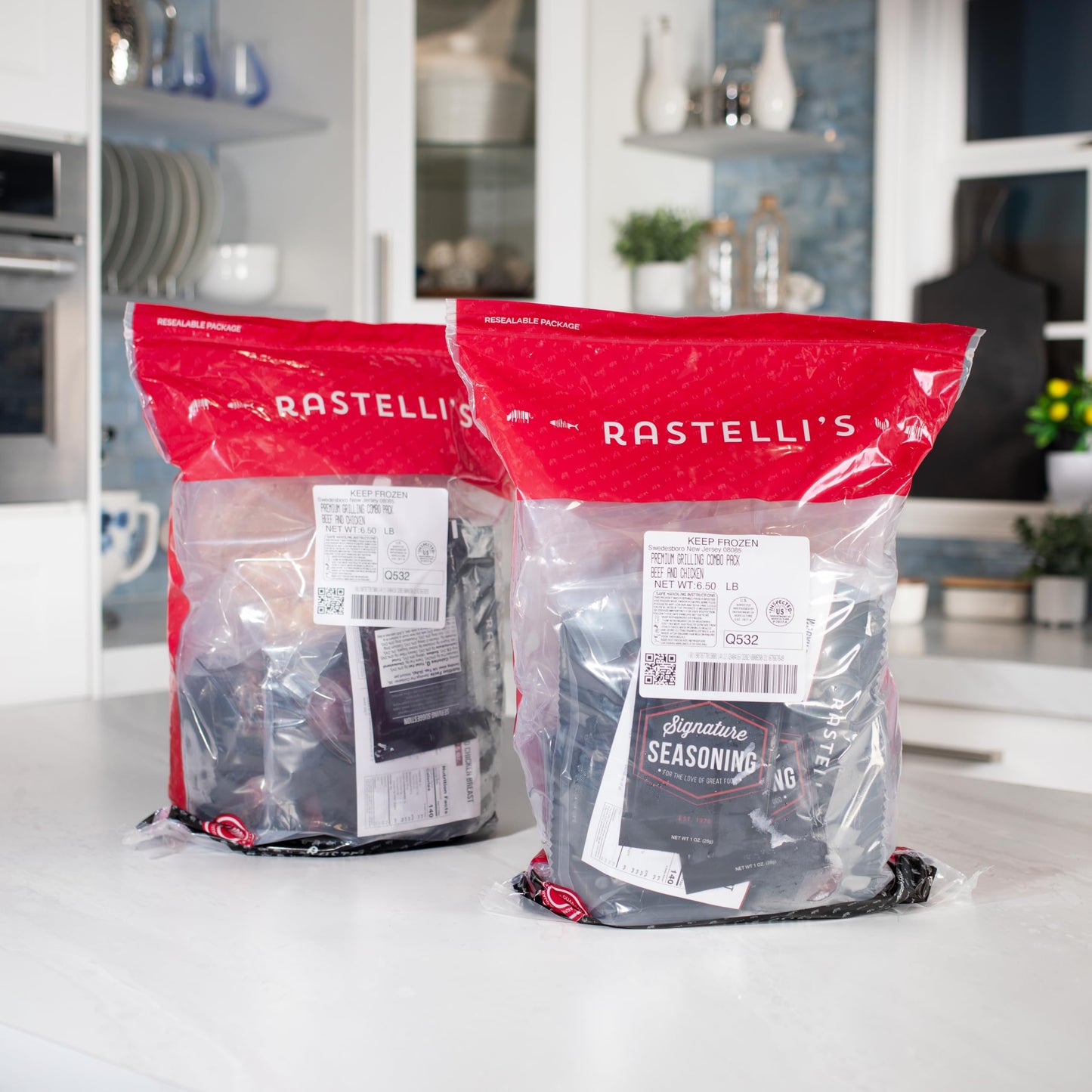Rastellis Grilling Meat Pack - Wagyu Burgers, Sirloin Steaks, Filet Mignon, Chicken Breasts, 48 Count, 13 lbs Total
