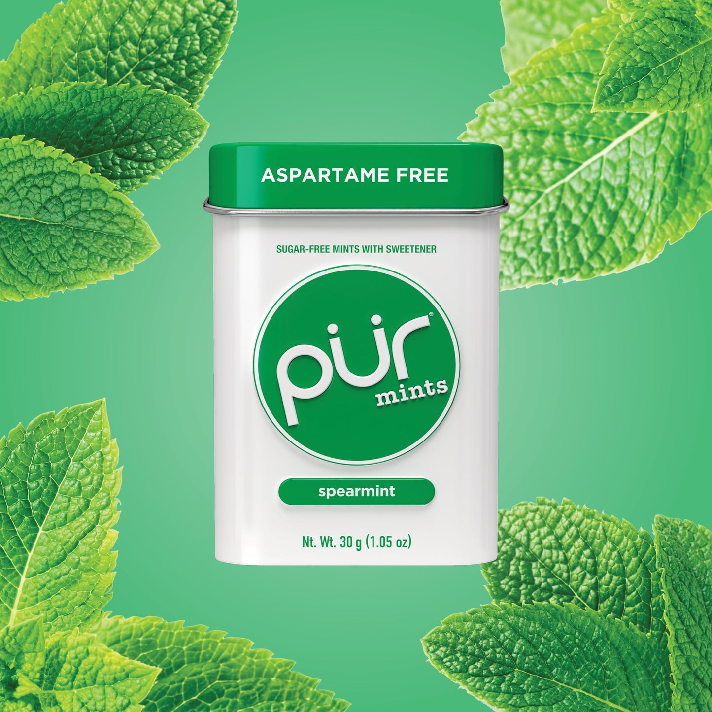 PUR Mints Sugar-Free Spearmint Flavor, 30 Count (Pack of 12) - Vegan, Gluten-Free, Keto Friendly, Aspartame-Free