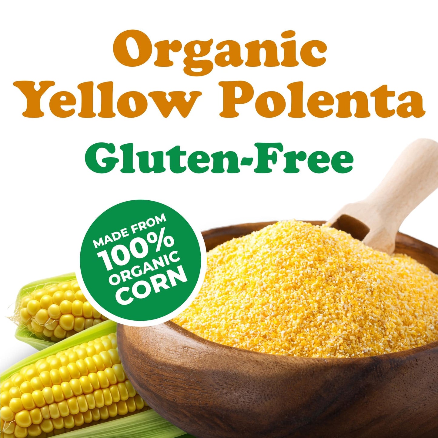 Food To Live Gluten-Free Organic Yellow Polenta, 20 Pounds - Premium Italian Stone-Ground Cornmeal, Non-Gmo, Vegan, Kosher - Per
