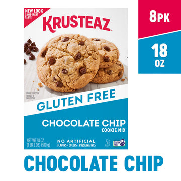 Krusteaz Gluten Free Chocolate Chip Cookie Mix, No Artificial Flavors, Colors, or Preservatives, 18 oz Boxes (Pack of 8)