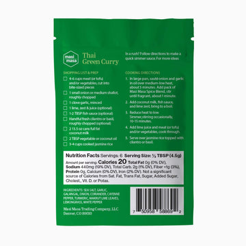 Masi Masa Thai Green Curry Spice Blend(3 Pack), Curry Seasoning For Simmer Sauce, Marinade Or Rub, 12 Spice Blend Mix, No Gluten
