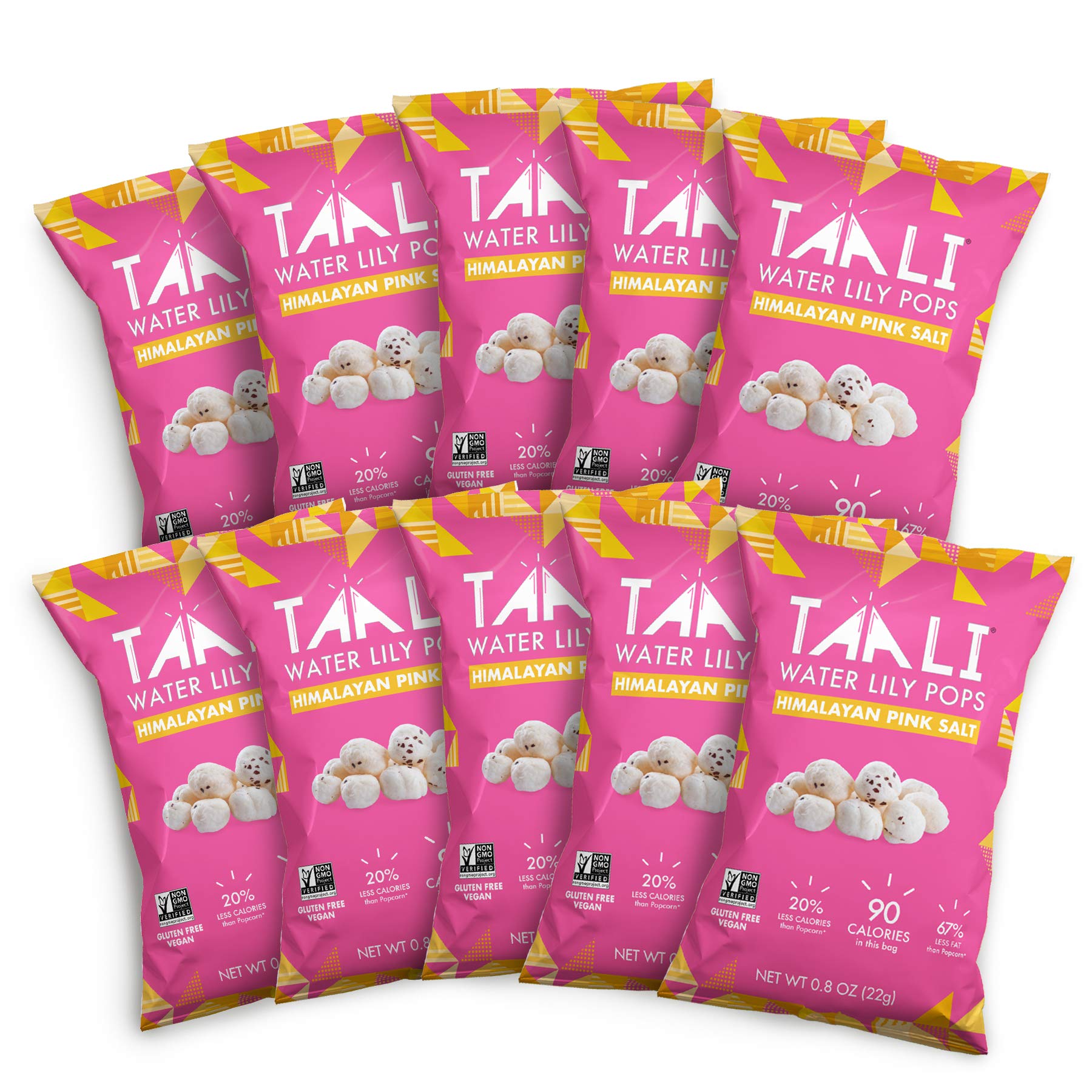 Taali Himalayan Pink Salt Water Lily Pops (10-Pack) - Roasted Fox Nuts Makhana Snack | Crunchy Indian Healthy Snacks | Protein-r