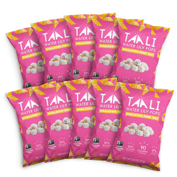 Taali Himalayan Pink Salt Water Lily Pops (10-Pack) - Roasted Fox Nuts Makhana Snack | Crunchy Indian Healthy Snacks | Protein-r