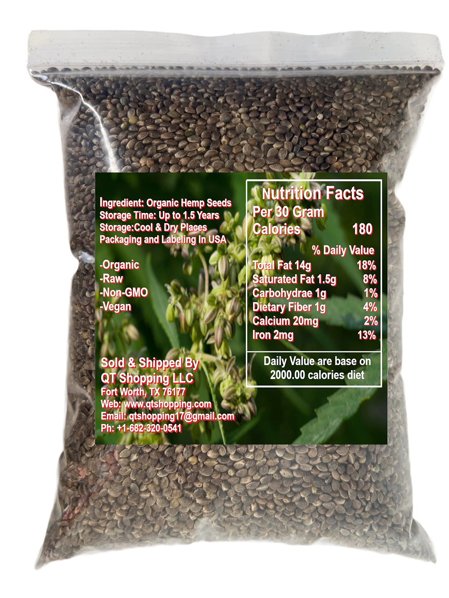 Snow Hill Organic Raw Hemp Seeds, 16 Oz, 10g Protein, Vegan, Gluten-Free, Brown