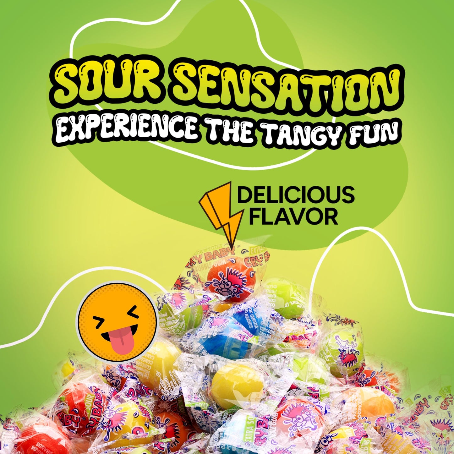 Sour Gumballs - Sour Fruit Gum - 60 Pcs Individually Wrapped Gumballs - Chewing Bubble Gum - 12 Oz Chewing Bubble Gum Balls - Co