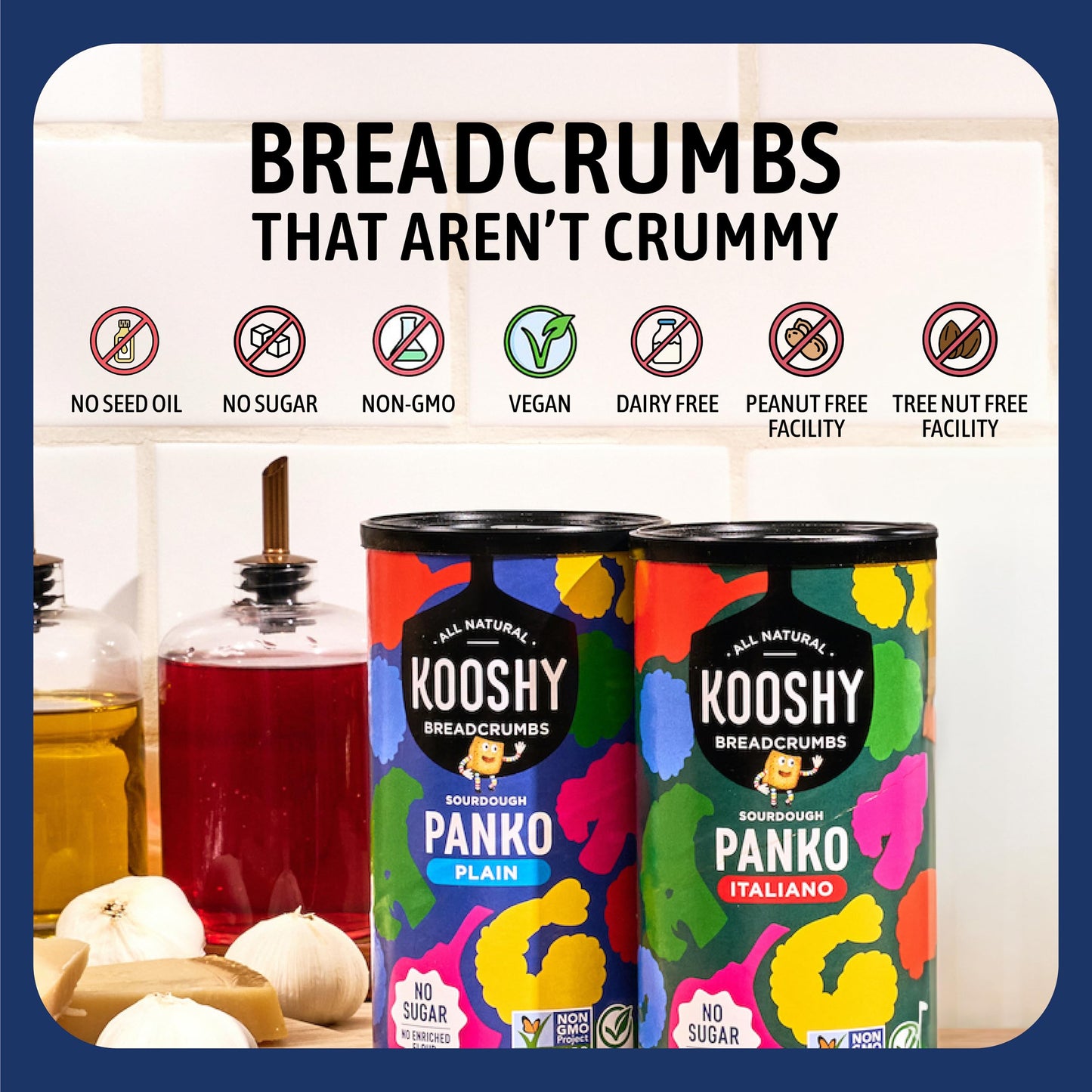 Kooshy Panko Italian Style Breadcrumbs | Vegan, Dairy Free, Non Gmo Sourdough Bread Crumbs For Meatballs, Meat Cutlets, Vegetables, Meatloaf, Mac & Cheese (Italiano | 7.5 Oz / 2 Pack)