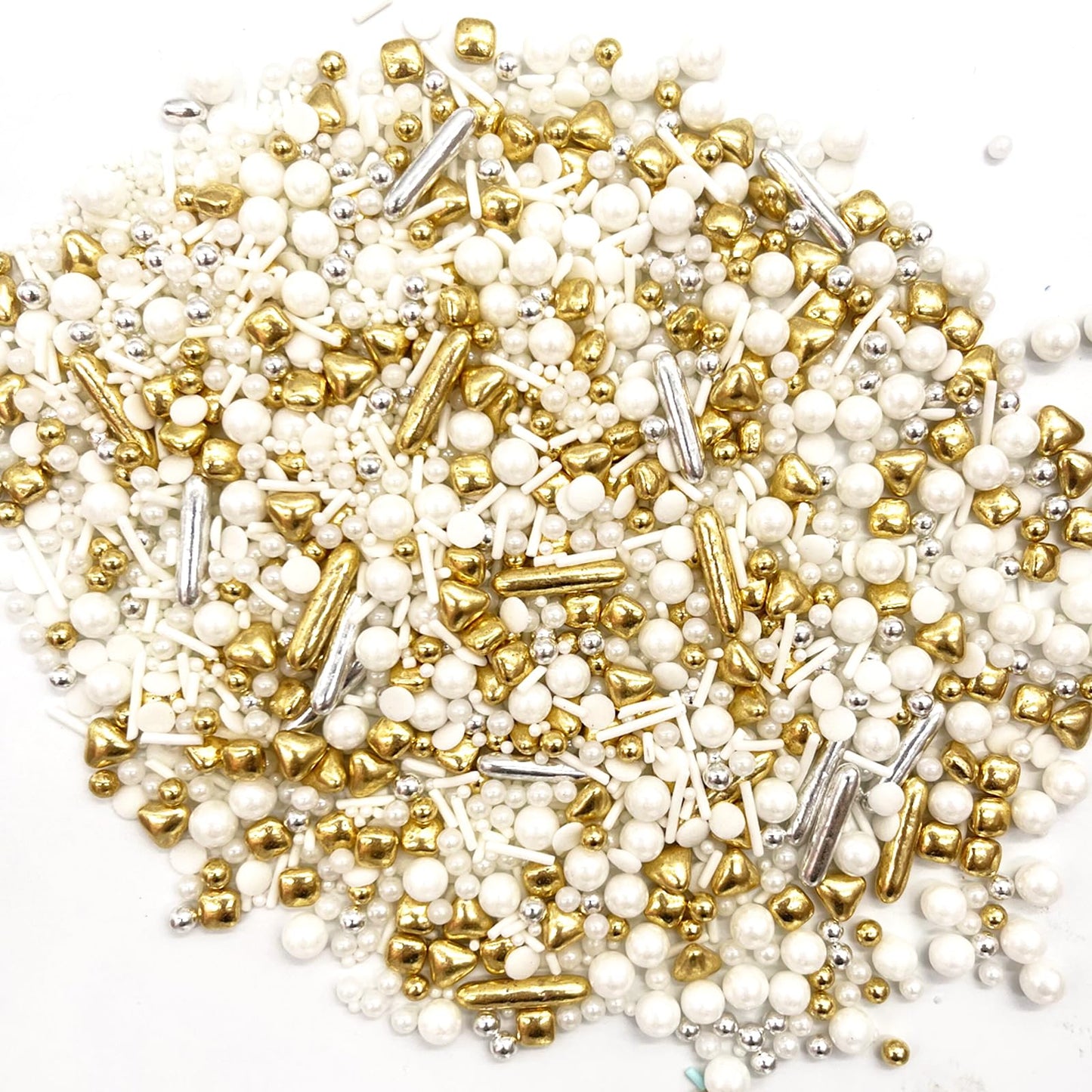 Weraru White Deluxe Gold Sprinkles Candy Mixing Size Baking Edible Cake Decorations Cupcake Toppers Cookie Decorating Celebratio