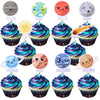 30 PCS Outer Space Cupcake Toppers Solar System Galaxy Universe Planets Cupcake Picks Space Planet Theme Baby Shower Birthday Pa