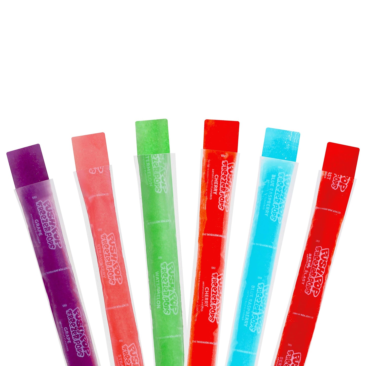 Push Pop Freezer Pops - Ice Popsicles Individually Wrapped Variety Pack - 6 Classic Fruity Flavors - Fun Colored Ice Pops For Pa
