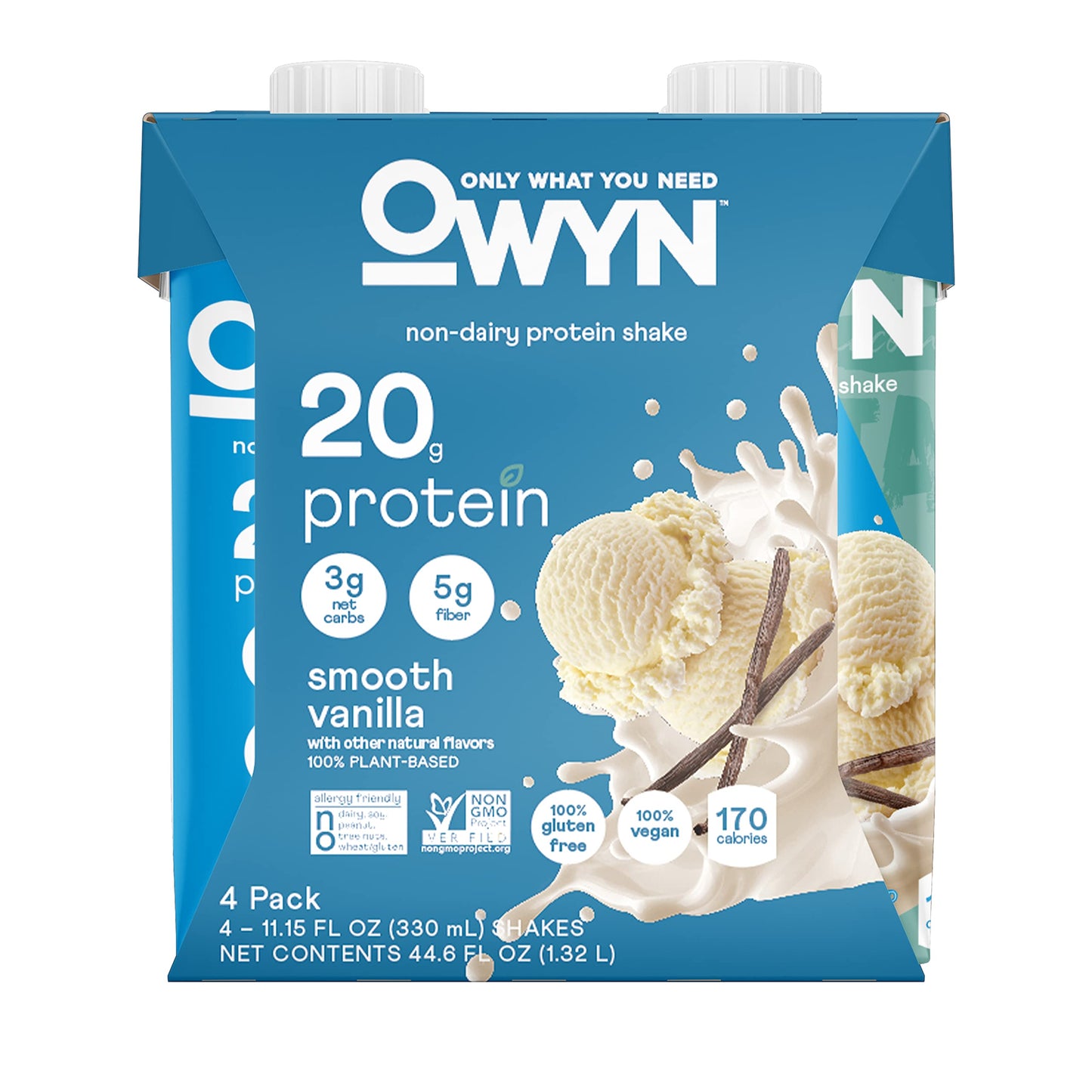 Owyn 100% Vegan Plant-Based Protein Shakes | Vanilla  12 Fl Oz (Pack Of 4) | Dairy-Free  Gluten-Free  Soy-Free  Tree Nut-Free  Egg-Free  Allergy-Free  Vegetarian