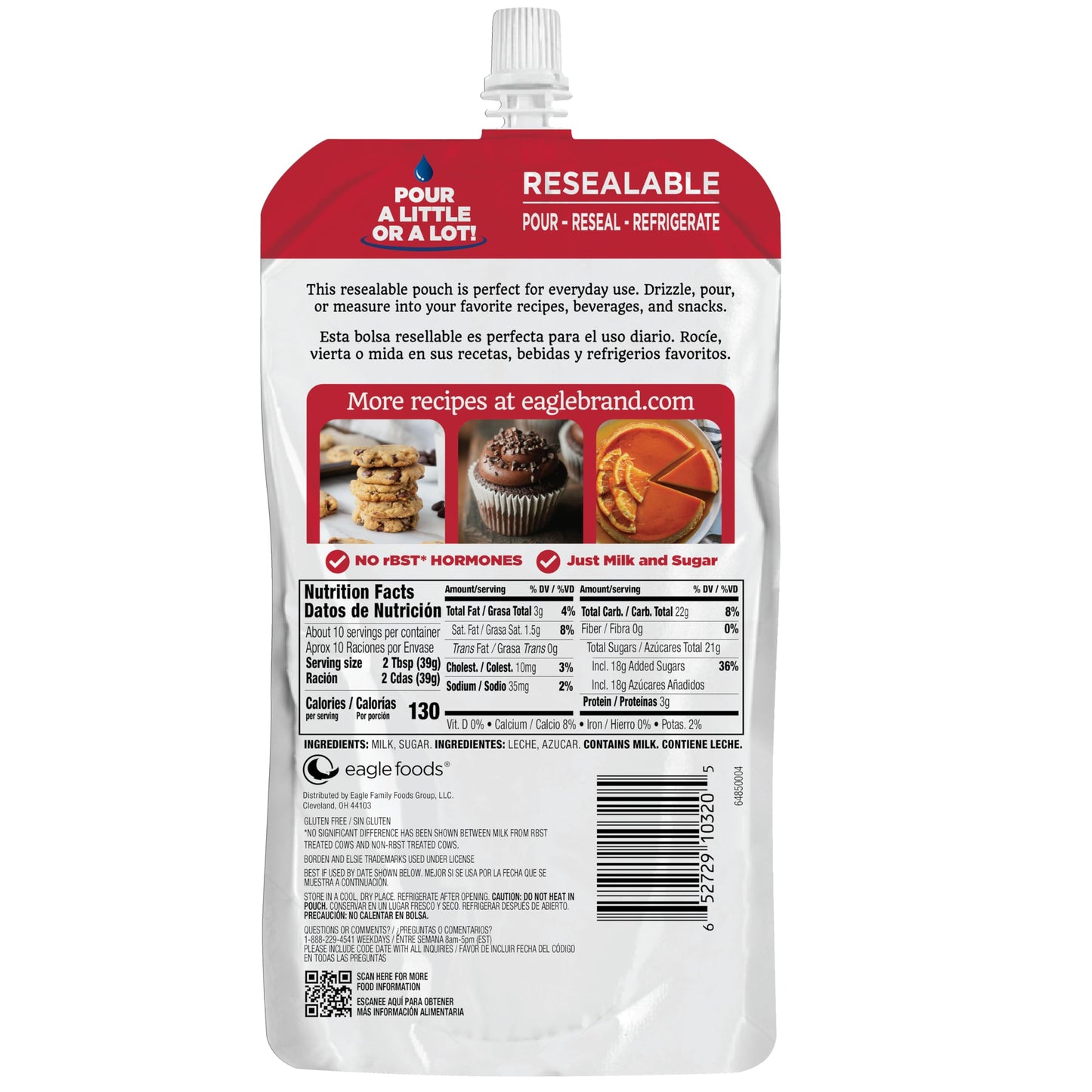 Eagle Brand Sweetened Condensed Milk, 14oz Pouch, Pack of 6