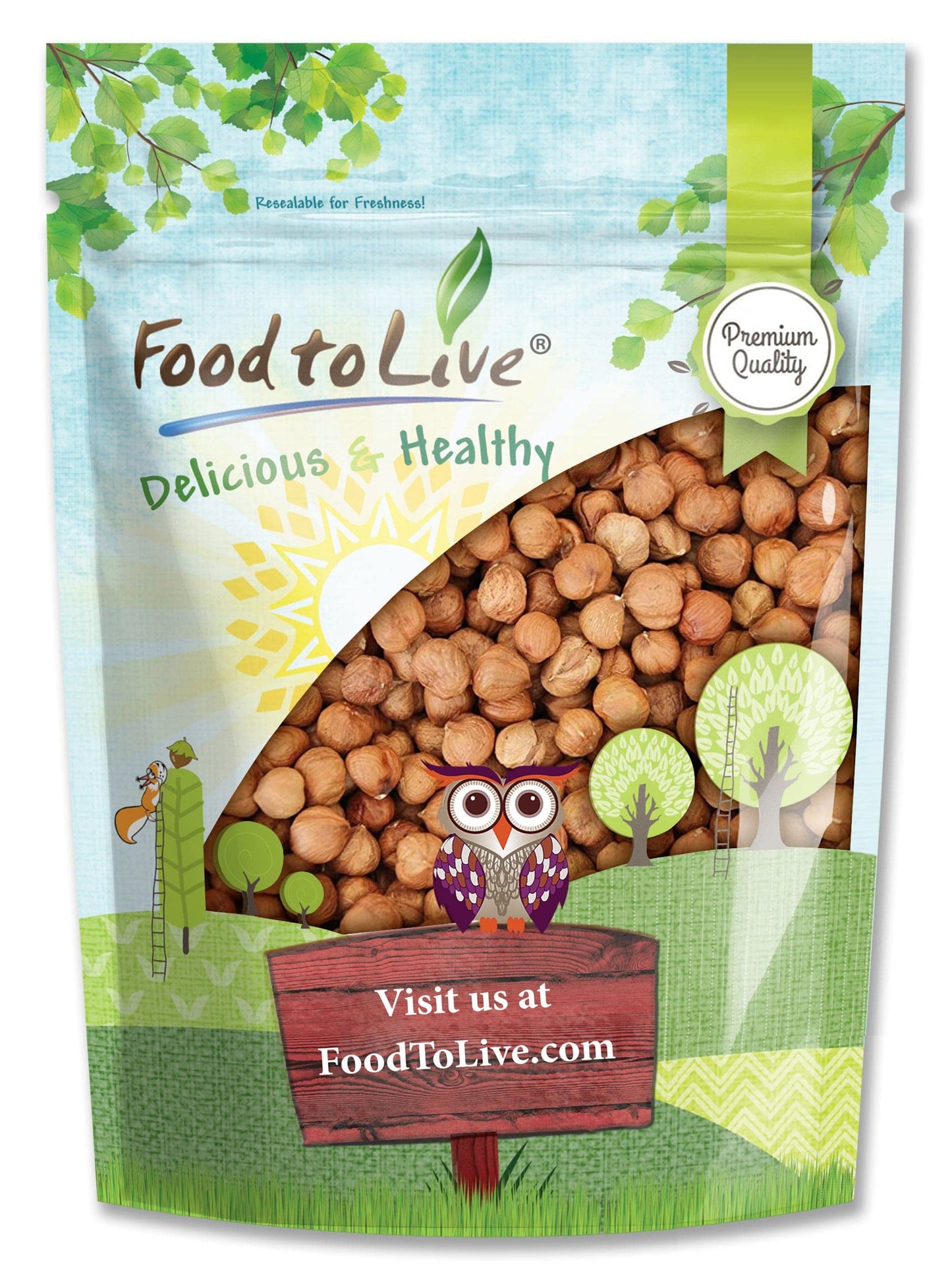 Food to Live - Raw Hazelnuts, 1 Pound Filberts, Whole Nuts, No Shell, Unsalted, Kosher, Vegan, Bulk. Wholesome Snack. Rich in Vi