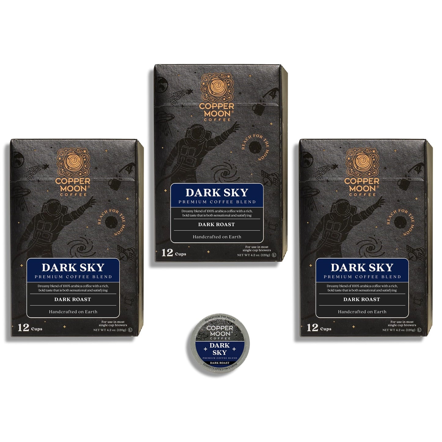 Copper Moon Dark Roast Coffee Pods for Keurig, Dark Sky Blend, 36 Count