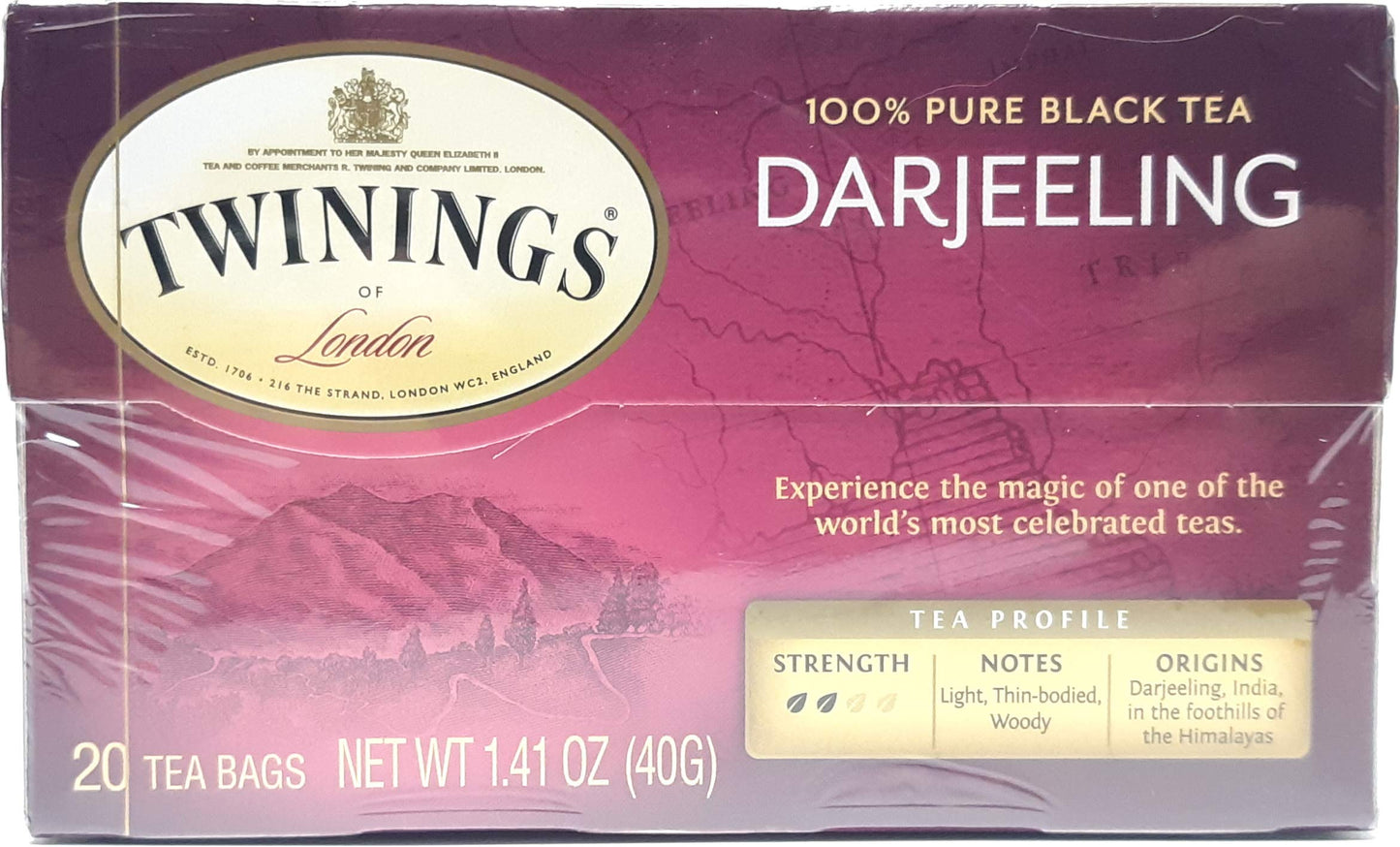 Twinings Darjeeling Tea Bags - 20 Count Box, Classic Flavor, Ideal for Tea Lovers
