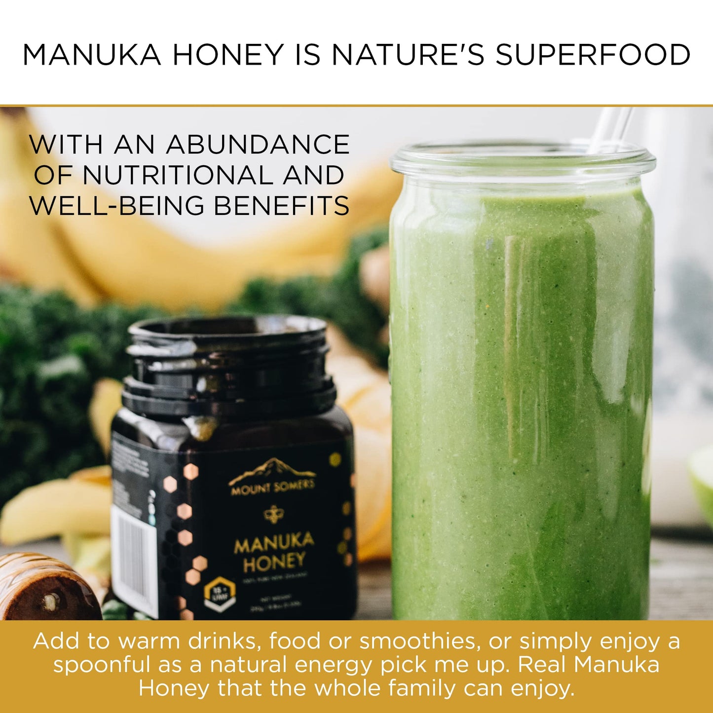 Mount Somers 100% Pure Premium Raw Manuka Honey - Umf 5+ / Mgo 83+ 17.6Oz (500G) Jar, Non Gmo New Zealand Manuka Honey, Genuine