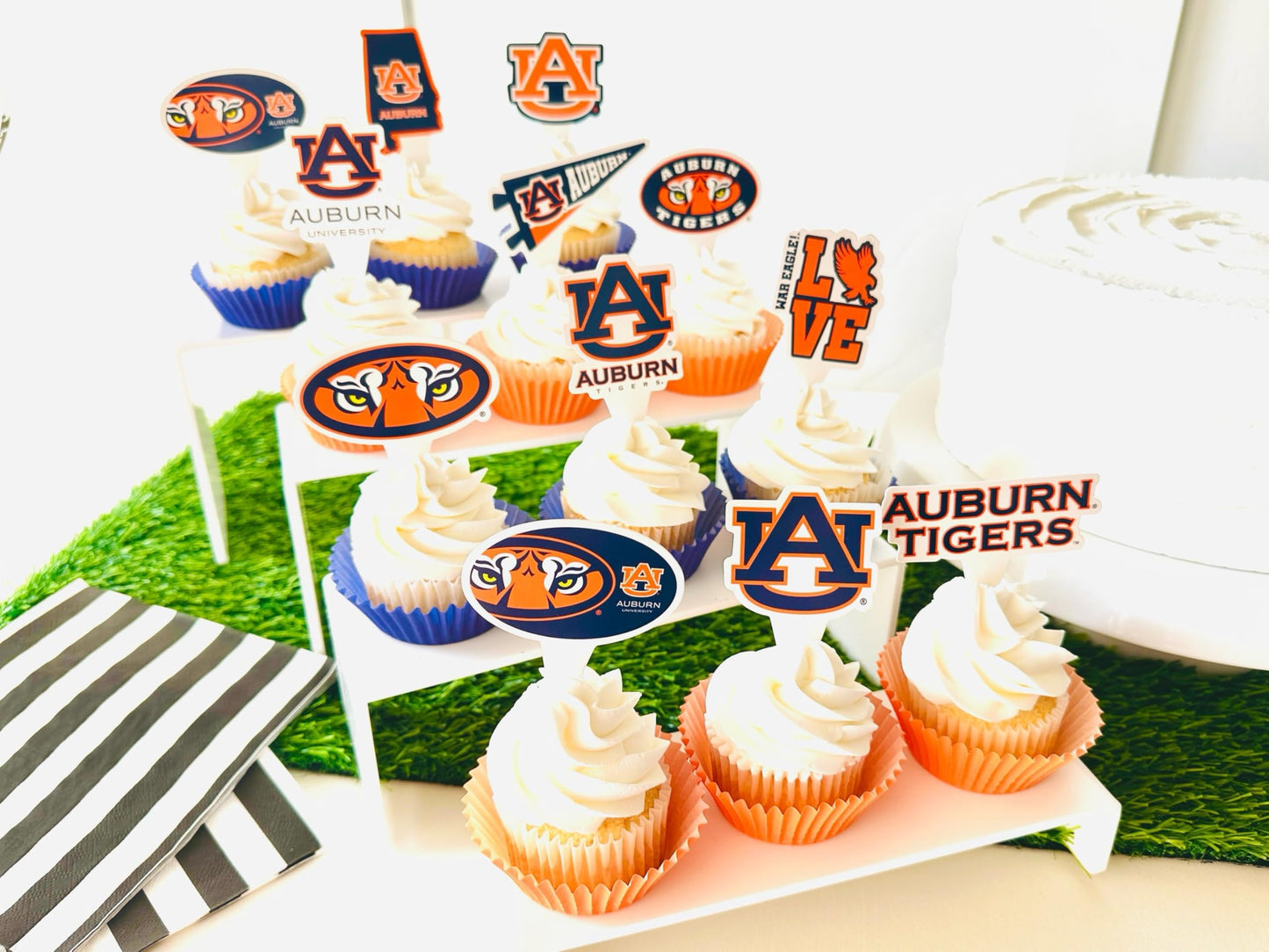 Auburn Tigers Cupcake Toppers (24 Pieces) Auburn University Party Supplies For Football, Birthday Gift, Graduation Party Decorat