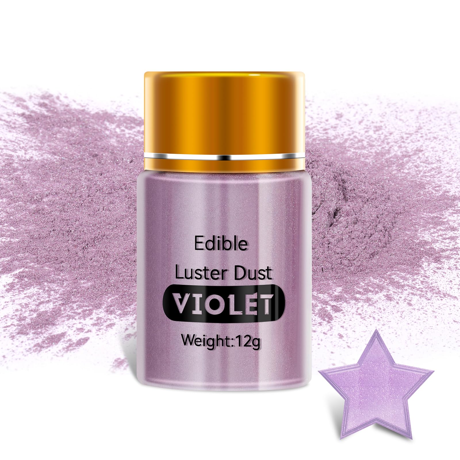 PAVADOR Edible Luster Dust,Violet Luster Dust 12g Food Grade Metallic Shimmer,Edible Glitter for Desserts Cake Decorating, Bakin