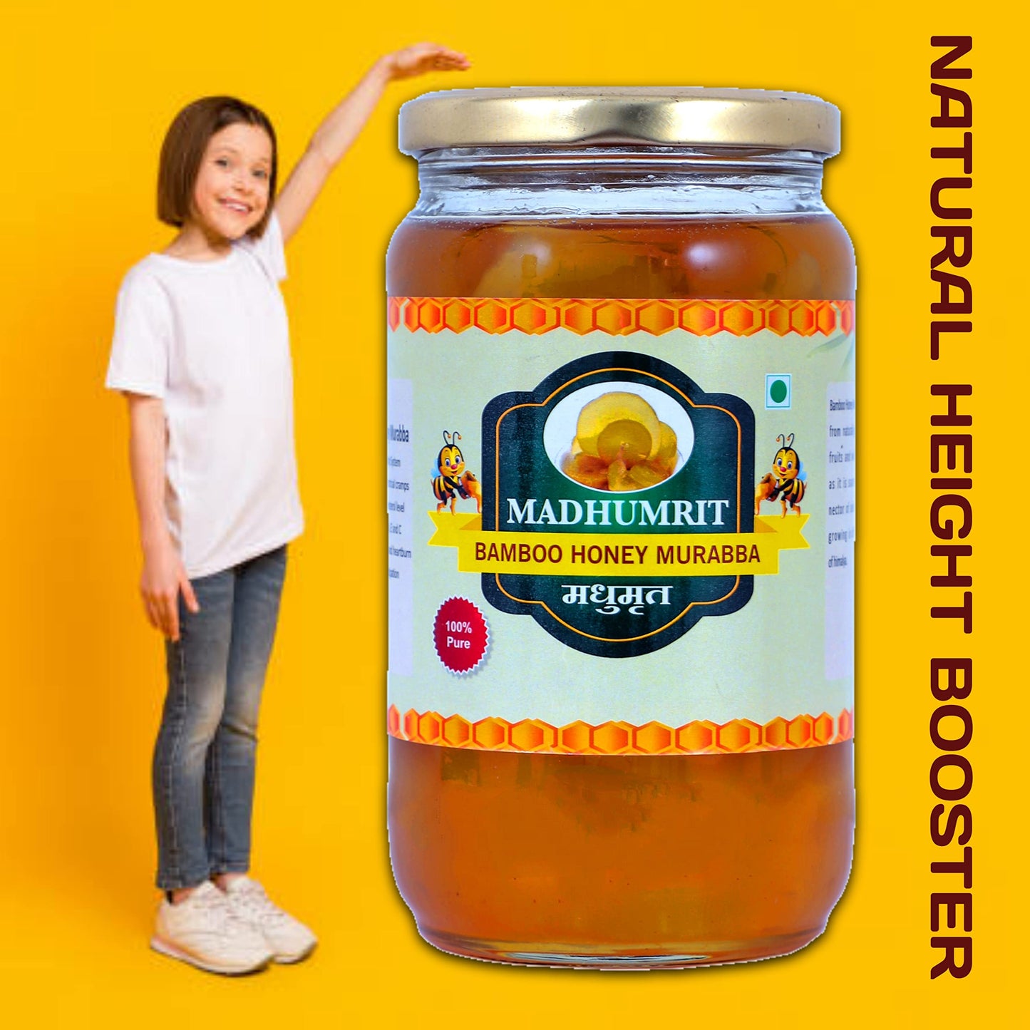 Madhumrit Homemade 100% Pure Bamboo Murabba With Raw Forest Honey Helps Increasing Height Growth |Rich In Nutrients| Boost Diges